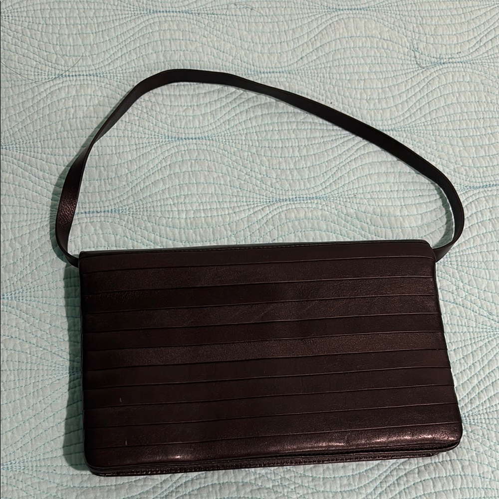 Armani Exchange Pleated Leather Shoulder Bag